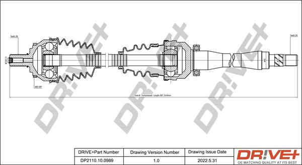 Dr!ve+ DP2110.10.0989 - Arbre de transmission droxauto.com