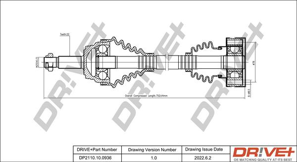 Dr!ve+ DP2110.10.0936 - Arbre de transmission droxauto.com