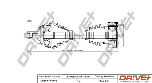 Dr!ve+ DP2110.10.0976 - Arbre de transmission droxauto.com
