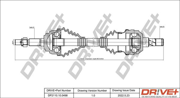 Dr!ve+ DP2110.10.0498 - Arbre de transmission droxauto.com