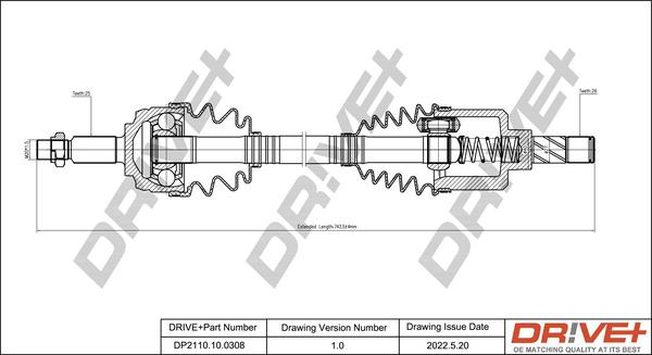 Dr!ve+ DP2110.10.0308 - Arbre de transmission droxauto.com