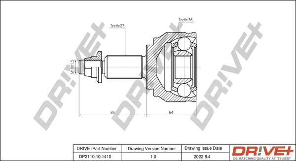 Dr!ve+ DP2110.10.1410 - Jeu de joints, arbre de transmission droxauto.com