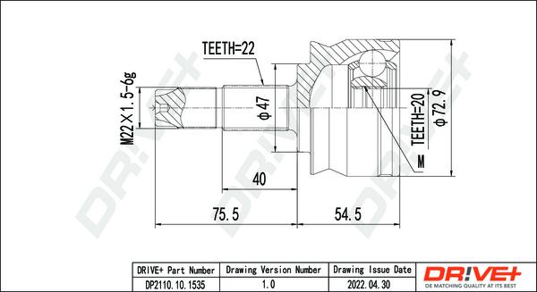Dr!ve+ DP2110.10.1535 - Jeu de joints, arbre de transmission droxauto.com
