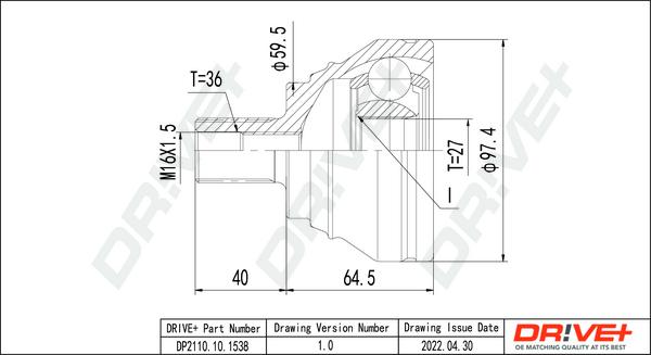 Dr!ve+ DP2110.10.1538 - Jeu de joints, arbre de transmission droxauto.com