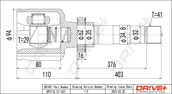 Dr!ve+ DP2110.10.1631 - Jeu de joints, arbre de transmission droxauto.com