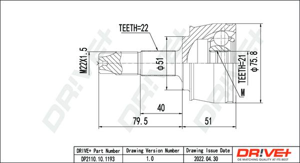 Dr!ve+ DP2110.10.1193 - Jeu de joints, arbre de transmission droxauto.com