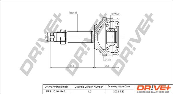 Dr!ve+ DP2110.10.1145 - Jeu de joints, arbre de transmission droxauto.com