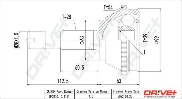 Dr!ve+ DP2110.10.1151 - Jeu de joints, arbre de transmission droxauto.com
