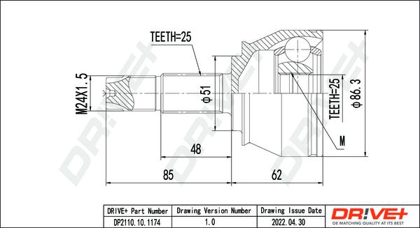Dr!ve+ DP2110.10.1174 - Jeu de joints, arbre de transmission droxauto.com