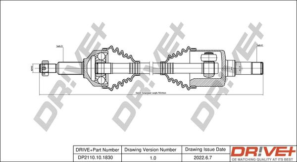 Dr!ve+ DP2110.10.1830 - Arbre de transmission droxauto.com