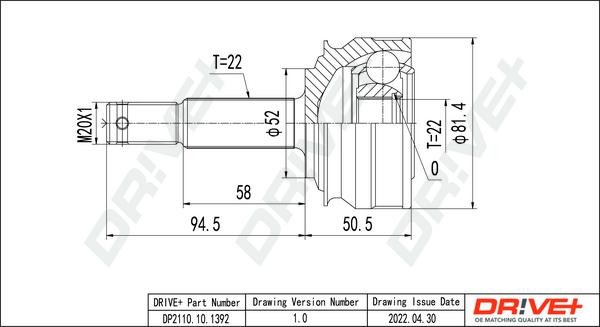 Dr!ve+ DP2110.10.1392 - Jeu de joints, arbre de transmission droxauto.com
