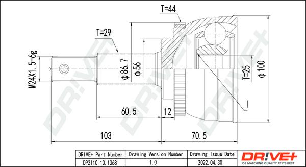 Dr!ve+ DP2110.10.1368 - Jeu de joints, arbre de transmission droxauto.com