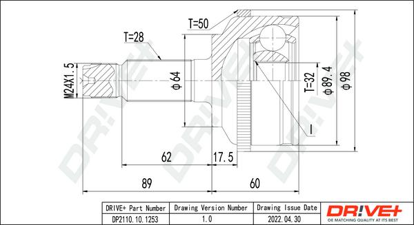 Dr!ve+ DP2110.10.1253 - Jeu de joints, arbre de transmission droxauto.com