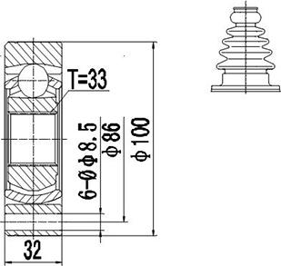 Dynamatrix DCV661003 - Jeu de joints, arbre de transmission droxauto.com