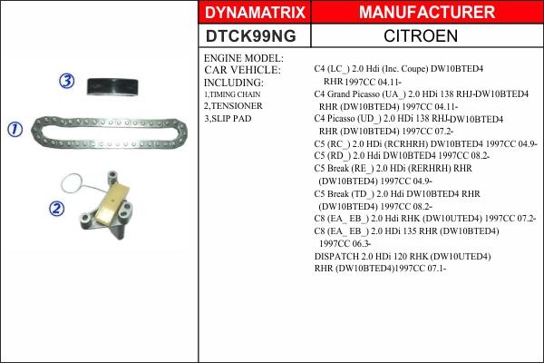 Dynamatrix DTCK99NG - Kit de distribution par chaîne droxauto.com