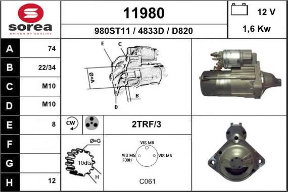 EAI 11980 - Démarreur droxauto.com