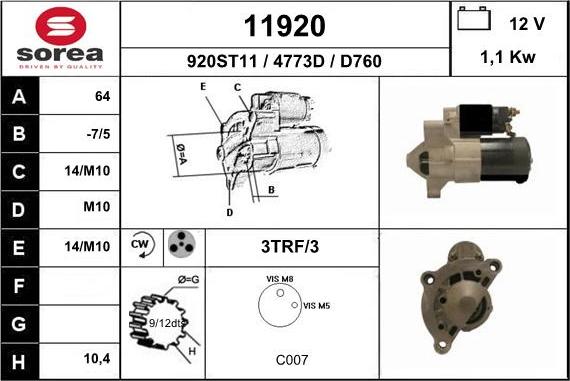 EAI 11920 - Démarreur droxauto.com