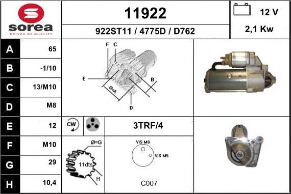 EAI 11922 - Démarreur droxauto.com