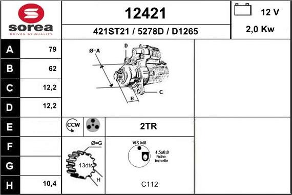 EAI 12421 - Démarreur droxauto.com