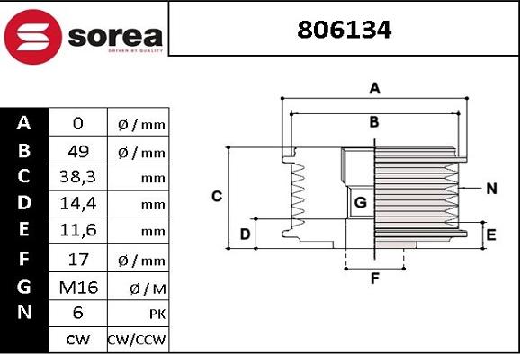EAI 806134 - Poulie, alternateur droxauto.com