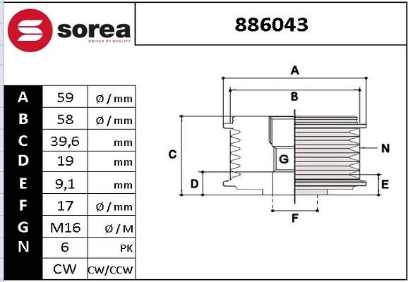 EAI 886043 - Poulie, alternateur droxauto.com