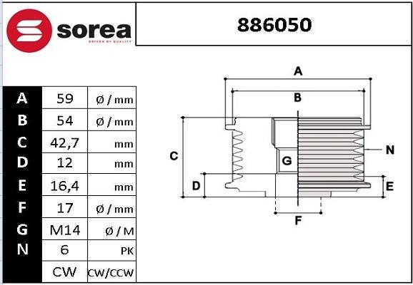 EAI 886050 - Poulie, alternateur droxauto.com