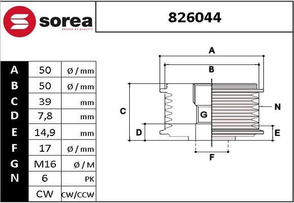 EAI 826044 - Poulie, alternateur droxauto.com