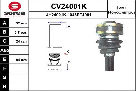 EAI CV24001K - Jeu de joints, arbre de transmission droxauto.com
