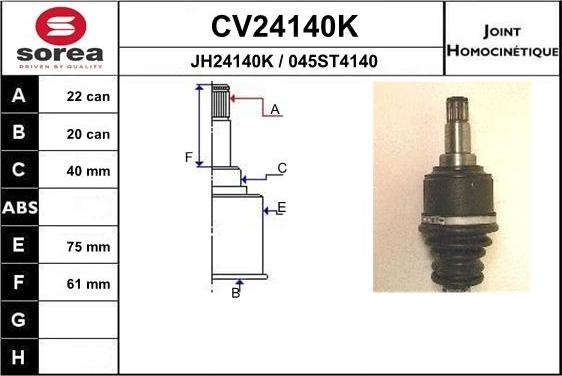 EAI CV24140K - Jeu de joints, arbre de transmission droxauto.com