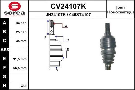 EAI CV24107K - Jeu de joints, arbre de transmission droxauto.com