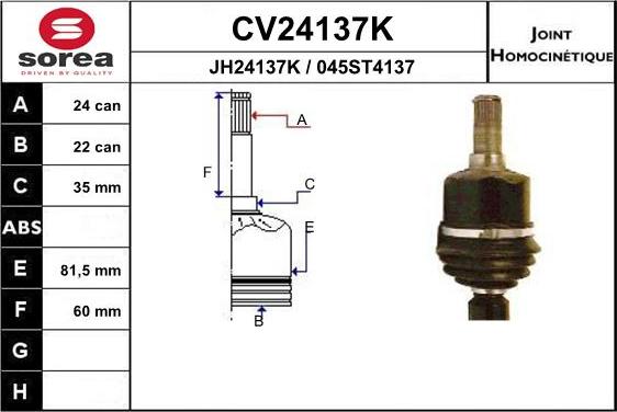 EAI CV24137K - Jeu de joints, arbre de transmission droxauto.com