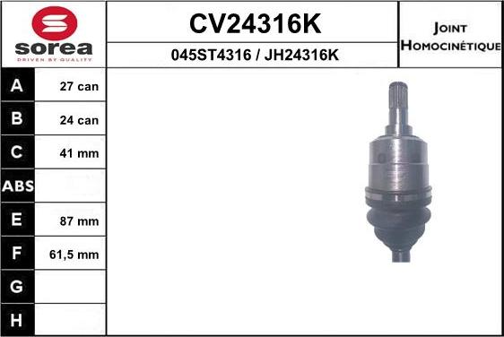 EAI CV24316K - Jeu de joints, arbre de transmission droxauto.com