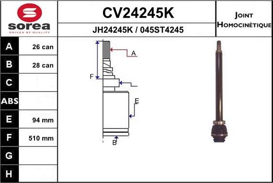 EAI CV24245K - Jeu de joints, arbre de transmission droxauto.com