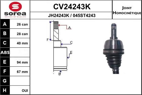 EAI CV24243K - Jeu de joints, arbre de transmission droxauto.com
