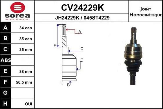 EAI CV24229K - Jeu de joints, arbre de transmission droxauto.com