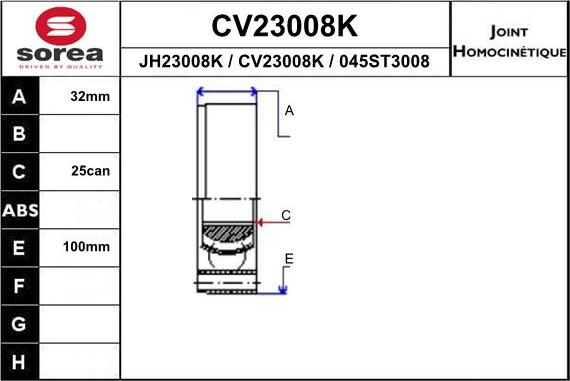 EAI CV23008K - Jeu de joints, arbre de transmission droxauto.com