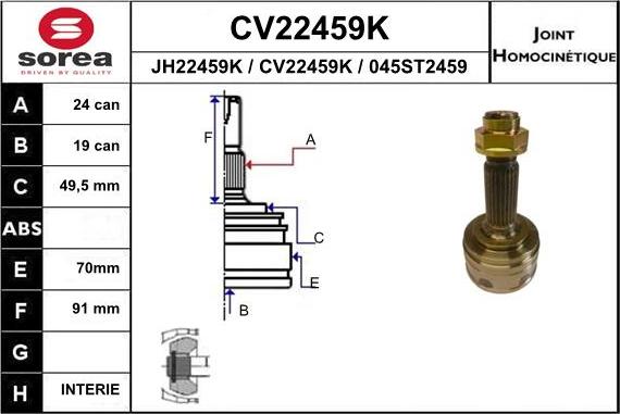 EAI CV22459K - Jeu de joints, arbre de transmission droxauto.com