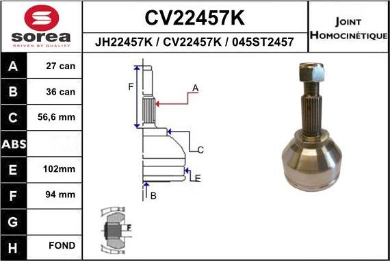 EAI CV22457K - Jeu de joints, arbre de transmission droxauto.com