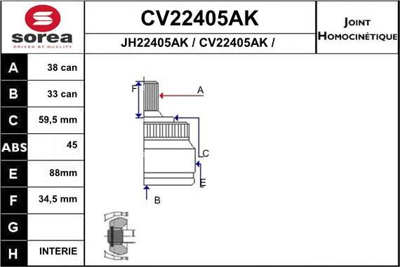 EAI CV22405AK - Jeu de joints, arbre de transmission droxauto.com