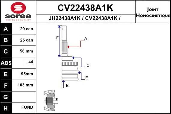 EAI CV22438A1K - Jeu de joints, arbre de transmission droxauto.com