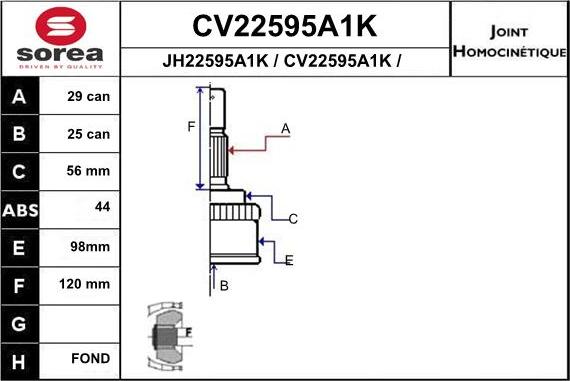 EAI CV22595A1K - Jeu de joints, arbre de transmission droxauto.com