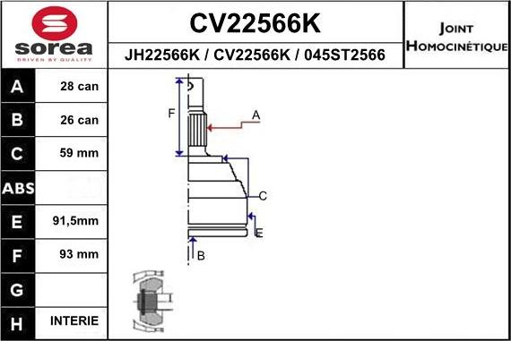 EAI CV22566K - Jeu de joints, arbre de transmission droxauto.com