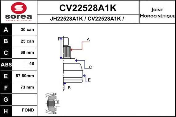 EAI CV22528A1K - Jeu de joints, arbre de transmission droxauto.com