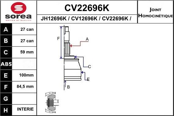 EAI CV22696K - Jeu de joints, arbre de transmission droxauto.com