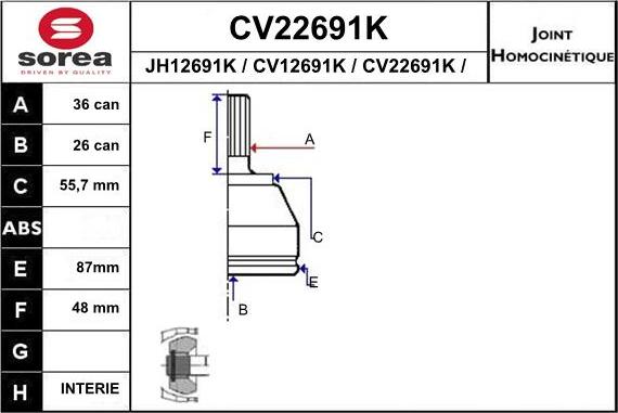 EAI CV22691K - Jeu de joints, arbre de transmission droxauto.com