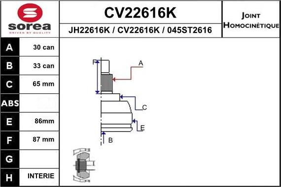 EAI CV22616K - Jeu de joints, arbre de transmission droxauto.com