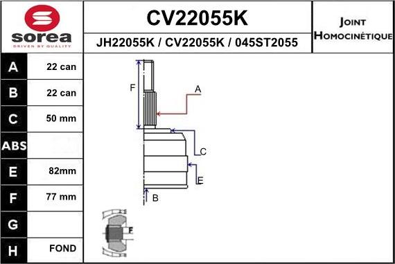 EAI CV22055K - Jeu de joints, arbre de transmission droxauto.com