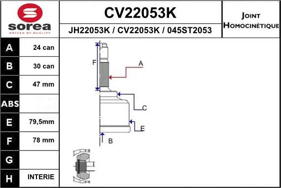 EAI CV22053K - Jeu de joints, arbre de transmission droxauto.com