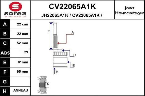 EAI CV22065A1K - Jeu de joints, arbre de transmission droxauto.com