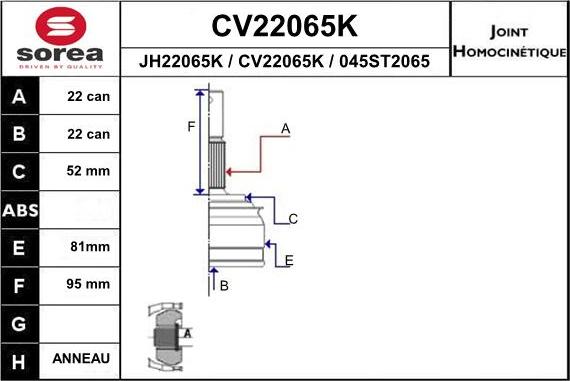 EAI CV22065K - Jeu de joints, arbre de transmission droxauto.com